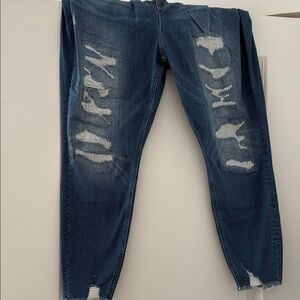 Torrid Blue Skinny Jeans with Distressed Details